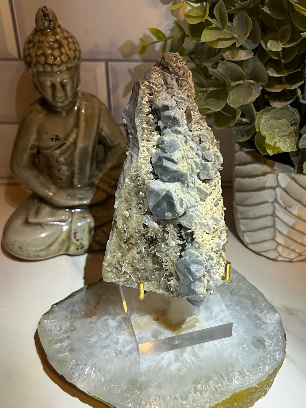 Gorgeous Blue with Purple hues Fluorite with Smokey Quartz